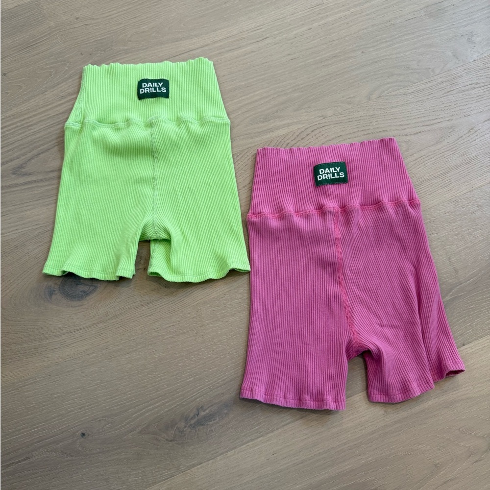 Daily Drills Ribbed Shorts BUNDLE - Lime and Fuchsia